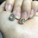 Silver Inlaid Diamond Chalcedony Earrings