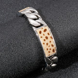Men's Leopard Print Stainless Steel Bracelet