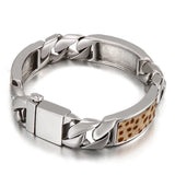 Men's Leopard Print Stainless Steel Casting Bracelet