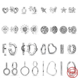 925 Sterling Silver Heart Round Earrings Earstuds High Fashion Jewelry