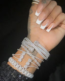 5A CZ Paved Bracelet Bangle Silver Plated Wedding Jewelry