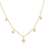 Micro Pave CZ Star Pendant Choker Necklace 925 Sterling Silver