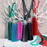Velvet Tassel Crystal Agate Pendant Necklace for Women