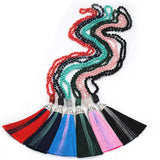 Velvet Tassel Crystal Agate Pendant Necklace for Women