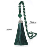 Velvet Tassel Crystal Agate Pendant Necklace for Women