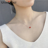 925 Tibetan Silver Red Heart Necklace - Fresh Peach Glaze for Girlfriend