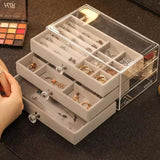 Clear Drawer Jewelry Storage Box - Three Layer Organizer