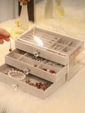 Clear Drawer Jewelry Storage Box - Three Layer Organizer