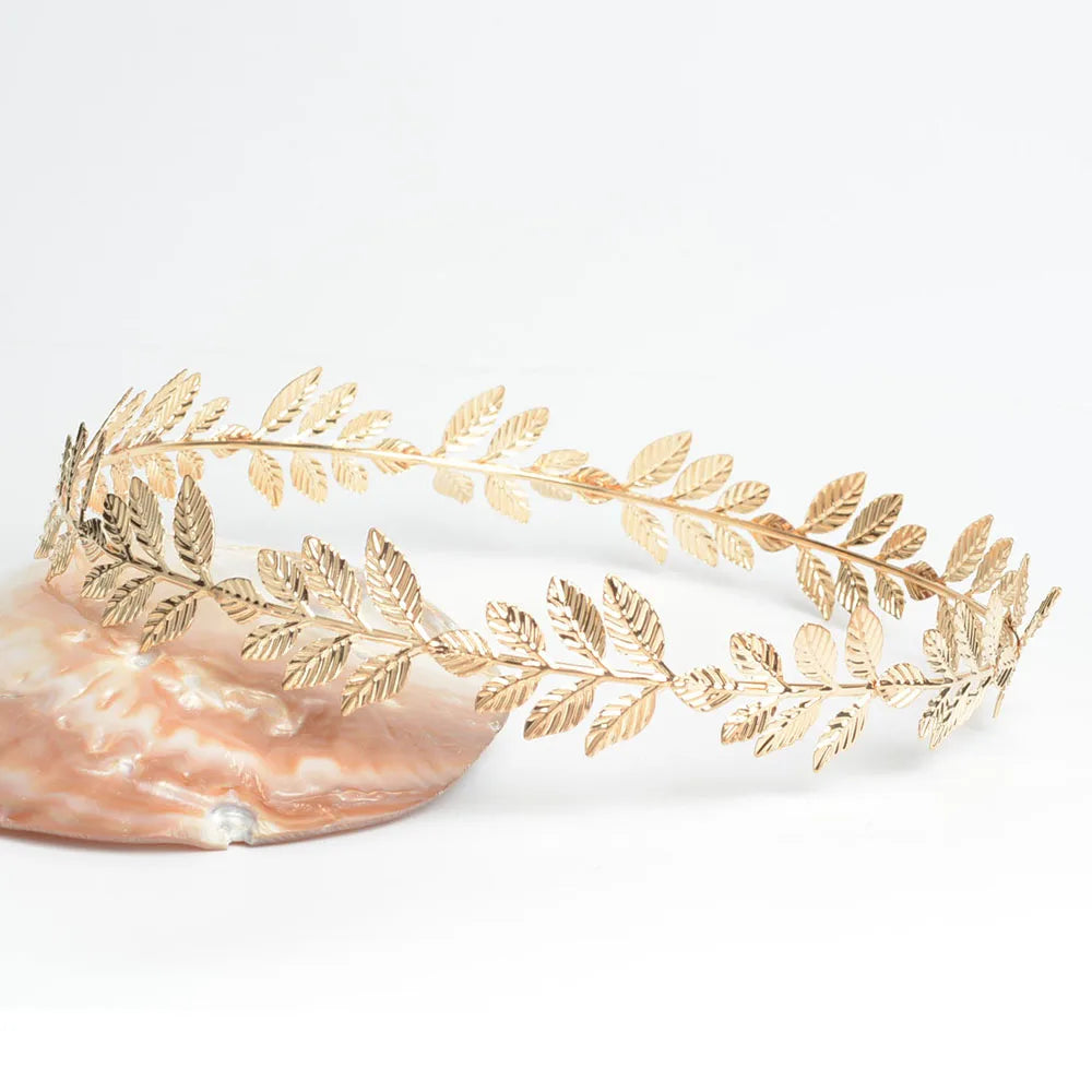 Gold Leaves Shape Hairband Tiara Charm for Wedding Party