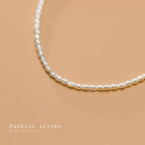 925 Sterling Silver Pearl Clavicle Choker Necklace Jewelry