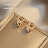 D Circle Earrings - Titanium Steel Zircon Party Earrings for Women