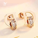 D Circle Earrings - Titanium Steel Zircon Party Earrings for Women