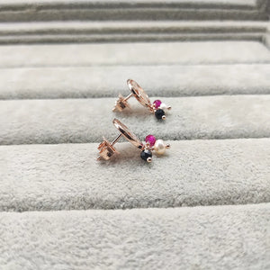 925 Silver Spanish Bear Pearl Stone Earrings Gift