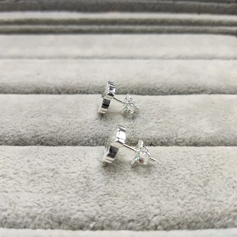 Spanish Bear Style Pearl Stone Earrings 925 Silver
