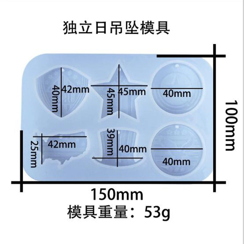 American Independence Charms Pendant Silicone Resin Mold For Jewelry Making