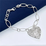 925 Silver Heart Charm Bracelet for Women Wedding Christmas
