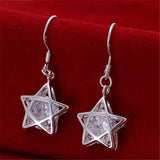 925 Silver Crystal Star Earring Necklace Set for Women Wedding