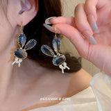 Zircon Crystal Rabbit Earrings Ear Hook