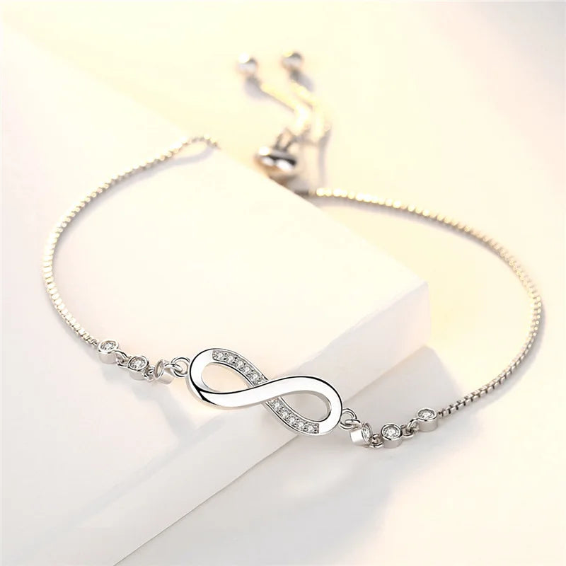 925 Silver Crystal Bracelets Women Streetwear Jewelry Party Wedding