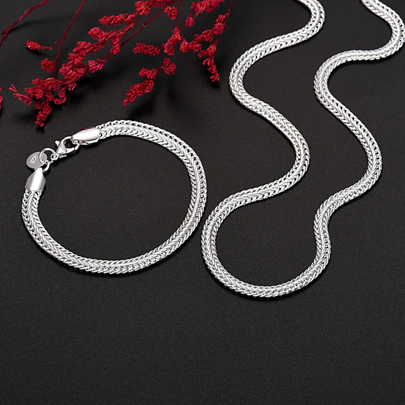 Y2K 925 Sterling Silver Geometry Bracelets Necklaces Set