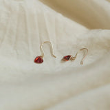 S925 Sterling Silver Wine Red Heart Zircon Ear Studs