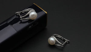 Natural Freshwater Pearl Clip Earrings 925 Sterling Silver for Women
