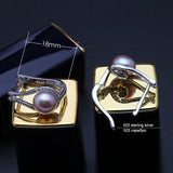 Natural Freshwater Pearl Clip Earrings 925 Sterling Silver for Women