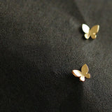 925 Silver Mini Butterfly Stud Earrings with Gold Plating