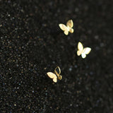 925 Silver Mini Butterfly Stud Earrings with Gold Plating