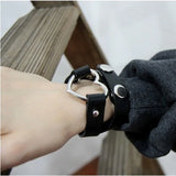 Punk Gothic Belt Choker Necklace PU Leather on Neck Buckle Necklaces