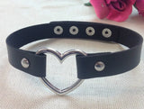Punk Gothic Belt Choker Necklace PU Leather on Neck Buckle Necklaces