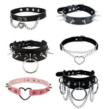 Gothic Spike Rivet Choker Faux Leather Necklace