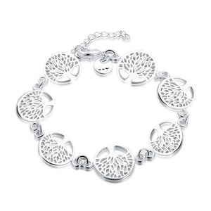 925 Silver Bracelet Tree Flowers Wedding Jewelry Noble