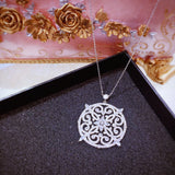 CZ Micro Setting Hollow Flower Pendant Choker Necklace