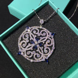 CZ Micro Setting Hollow Flower Pendant Choker Necklace