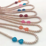 Freshwater Pearl Light Purple 6-7MM Pearl 14MM Jade Heart Necklace
