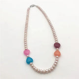 Freshwater Pearl Light Purple 6-7MM Pearl 14MM Jade Heart Necklace