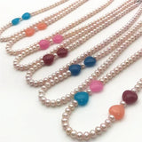 Freshwater Pearl Light Purple 6-7MM Pearl 14MM Jade Heart Necklace