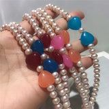 Freshwater Pearl Light Purple 6-7MM Pearl 14MM Jade Heart Necklace