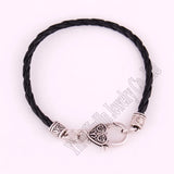 Antique Sliver Rope Chain Bracelet 4mm Braided Leather - Ten Colors