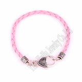 Antique Sliver Rope Chain Bracelet 4mm Braided Leather - Ten Colors