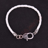 Antique Sliver Rope Chain Bracelet 4mm Braided Leather - Ten Colors