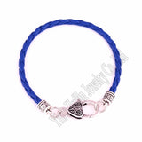 Antique Sliver Rope Chain Bracelet 4mm Braided Leather - Ten Colors