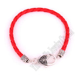 Antique Sliver Rope Chain Bracelet 4mm Braided Leather - Ten Colors