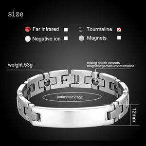 Men's Stainless Steel Magnetic Tourmaline Bracelet