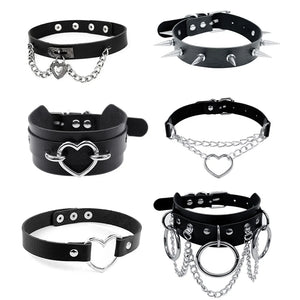 Harajuku Punk Collar Necklace Ins Love Leather Retro Clavicle Neckl