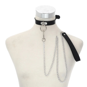 Sexy Punk Choker Collar Necklace Set Leather Bondage Body