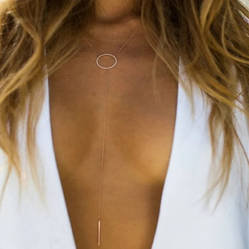 Women Chokers Necklace Layer Necklace Long Pendant Bar Body Boho Jewelry