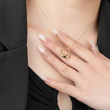 S925 Sterling Silver Necklace Champagne Oval Pendant Collarbone Chain