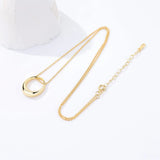 S925 Sterling Silver Necklace Champagne Oval Pendant Collarbone Chain
